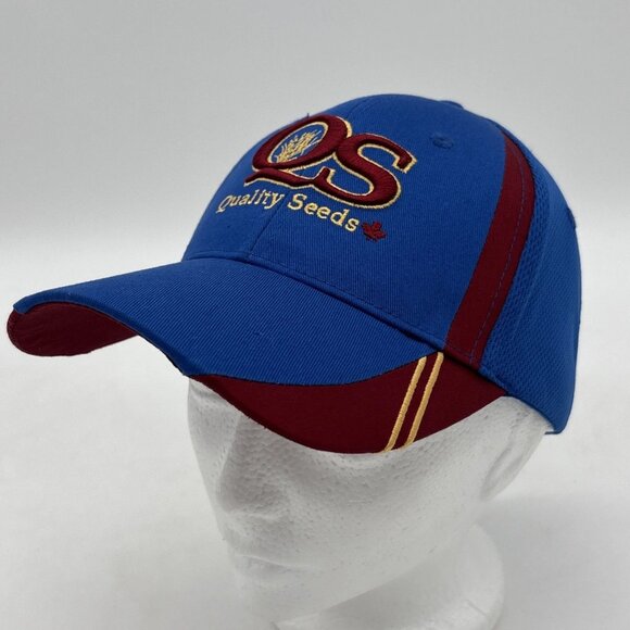 Quality Seeds Hat Cap Adjustable Blue Burgundy 100% Cotton Mesh Back One Size - Picture 2 of 7